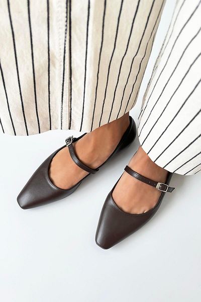 STRASWANS Rogers Leather Women's Ballerinas - Belt Detailed, Brown Color