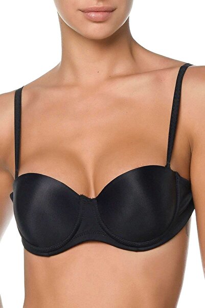 Orkide 2850SEFFAF Σουτιέν με γέμιση στράπλες με διάφανη πλάτη - Μαύρο