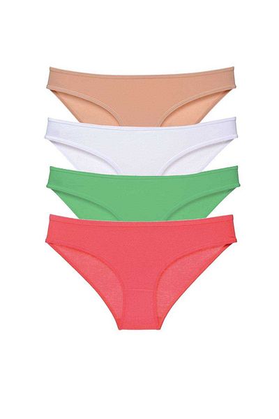 Angoravi 4 Pieces Super Eco Set Lycra Women's Slip Panties Skin Powder Green Fuchsia