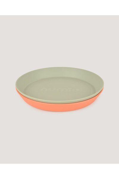 lets be child Let's Be Child 2-Piece Round Plate Sage Green-Peach