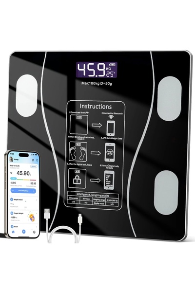Epilons Akıllı Kablosuz Dijital Banyo Ve Vücut Yağ Ağırlık Ölçeği Vücut Kompozisyonu Analizörü Bluetoothlu T