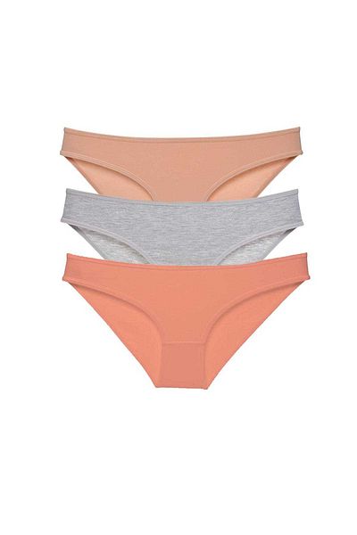 Angoravi 3 Pieces Eco Set Lycra Women's Slip Panties Skin Gray Powder