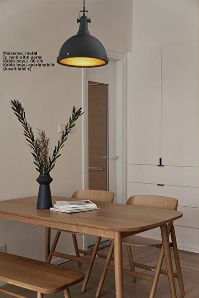 Bamyum Acera Siyah Avize Tekli Modern Dekoratif Sarkıt Lamba Resatoran Showroom Fitness Ana Okulu Ev