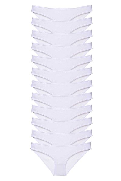 Angoravi 12 Pieces Super Eco Set Lycra Women's Slip Panties White