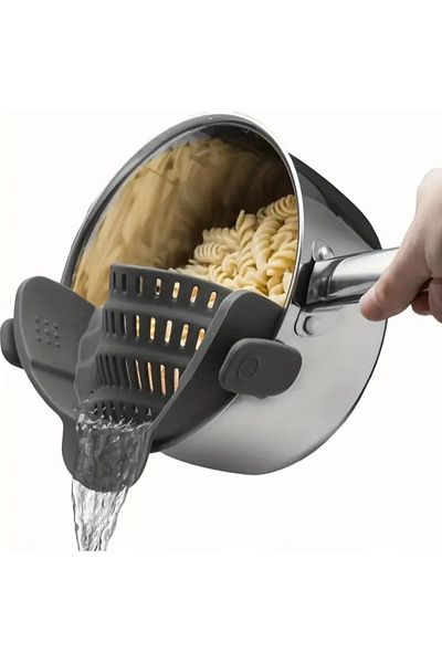 SYNOPE Practical Silicone Pot Strainer Clip-On Strainer Can Be Attached to the Pot Practical Portable Strainer