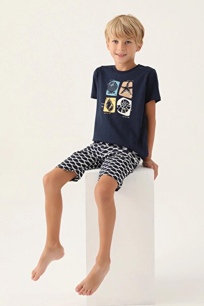 Arnetta Велосипедний комір, короткі рукави, бавовняний, для хлопчиків, шорти, піжама, комплект 2981