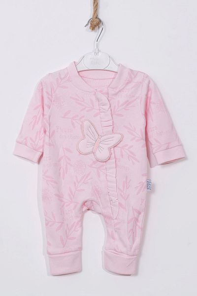 Babydonat Butterfly Embroidered 100% Cotton Footed Baby Girl Jumpsuit