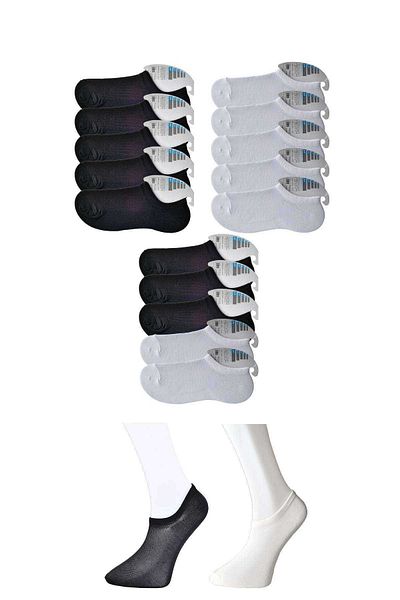 CPU ELEKTRONİK Black and White Men's Invisible Socks 15 pairs