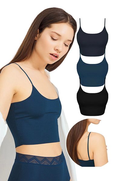 Cottonhill Ρυθμιζόμενοι λεπτοί ιμάντες Laser Crop Bustier 3 Pack-2