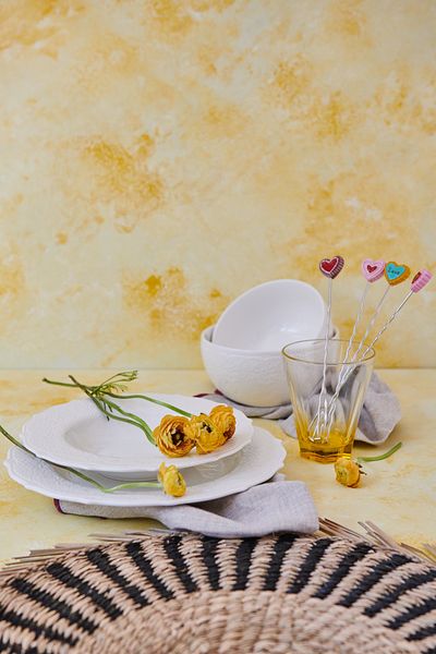 KANCAEV Lace Collection Soup Plate, 22cm. White Sold as a Set of 2.