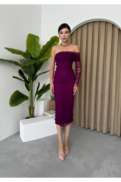 conconmoda Rochie cu o singură mânecă și căptușeală din tul