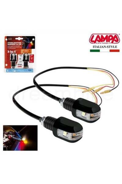 Lampa 3in1 Işıklı Siyah Gidon Topuzu 90240