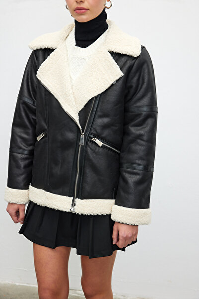 VATKALI Semišový kabát s kožešinovým límcem