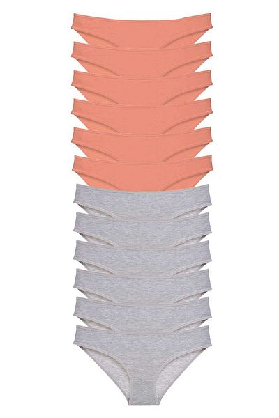 Angoravi 12pcs Super Eco Set Lycra Women Slip Panties Powder Gray