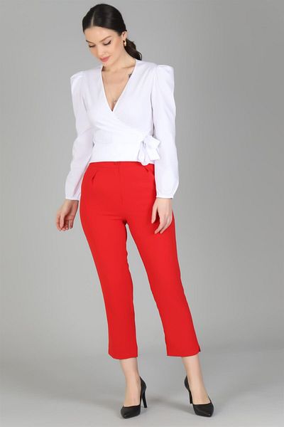 SWEETNESS Pantaloni de damă din material textil tăiat morcov roșu