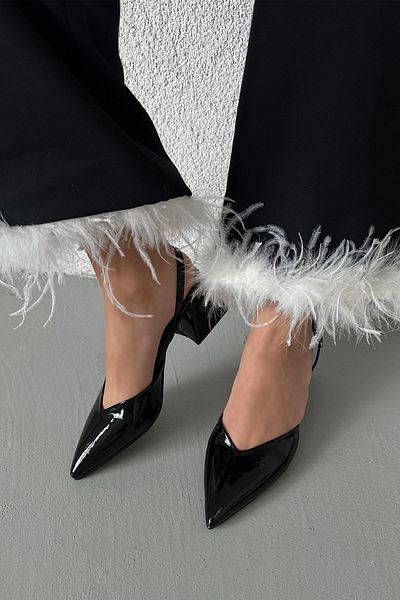 STRASWANS Rasana Women's Patent Leather Heeled Shoes Black