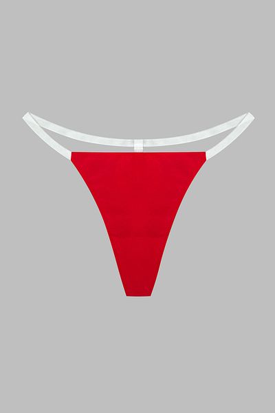 Yohannes Club Women's 3-Piece Brazilian String Set - T-Thong and Thong Salmon Red Powder