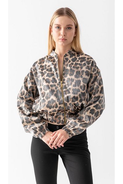 MONETA ANİTA Leopard Pattern Bomber Jacket