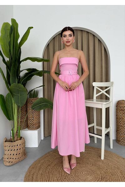 conconmoda Strappy Poplin Dress - Belt Detailed