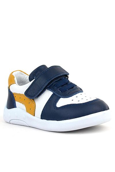 Rakerplus Genuine Leather Anatomical Navy Blue White Baby Sports Shoes