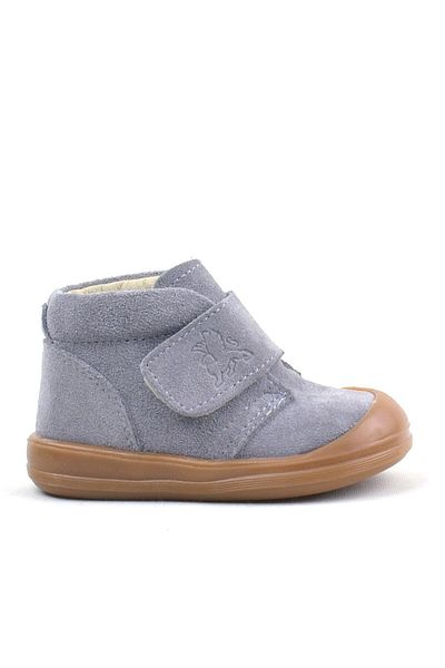 Rakerplus Yoohoo Genuine Leather Gray Velcro Unisex Baby Boots