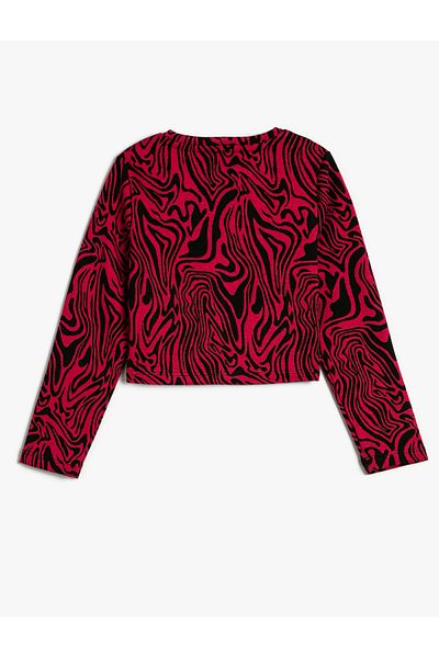 Koton Crop T-shirt με μακρυμάνικο, στρογγυλή λαιμόκοψη