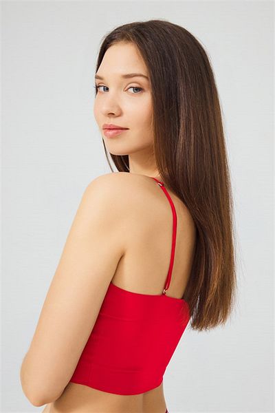 Cottonhill Red Adjustable Thin Straps Laser Cut Women's Bustier