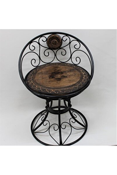 Genel Markalar Ahşap Ferforje Oymalı Sandalye Tabure 46x46x59 cm. KNA50