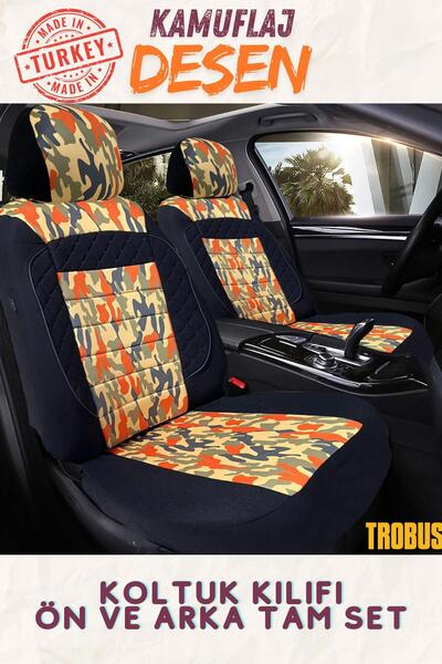 TROBUS طقم غطاء أريكة ألكانتارا مموه برتقالي كحلي أسود بتقنية النانو وسوبر لاكوس