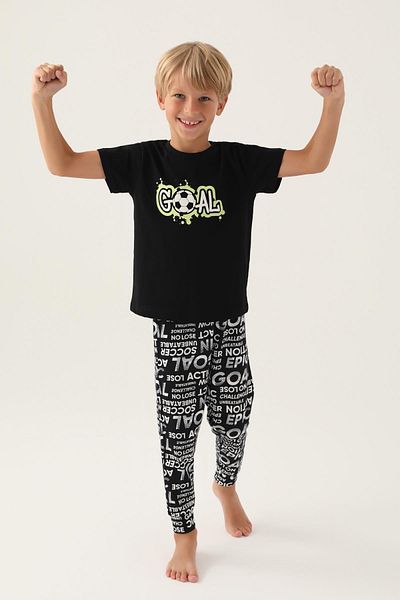 ROLY POLY 3344 Set de pijamale pentru bărbați cu mâneci scurte din bumbac NEGRU
