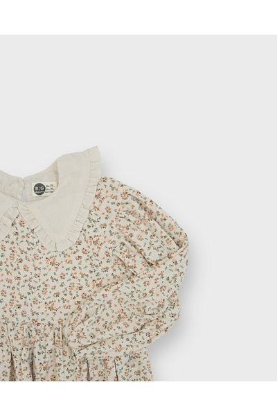 rg kidsstore Νεανικό φόρεμα και αγκράφα με μακρυμάνικο γιακά κούκλας