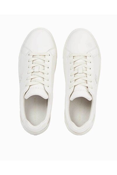 Tommy Hilfiger Kadın Marka Logolu Rahat Taban Bağıcıklı Beyaz Sneaker FW0FW07912-YBL