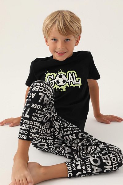 ROLY POLY 3344 Set de pijamale pentru bărbați cu mâneci scurte din bumbac NEGRU