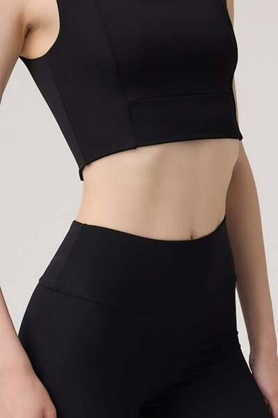 Cottonhill Square Collar Black Crop Top - Bustier