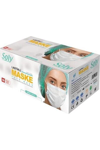 Soly Care 3 Katlı Telli Cerrahi Maske 50li Paket El Dezenfektanı Hediyeli