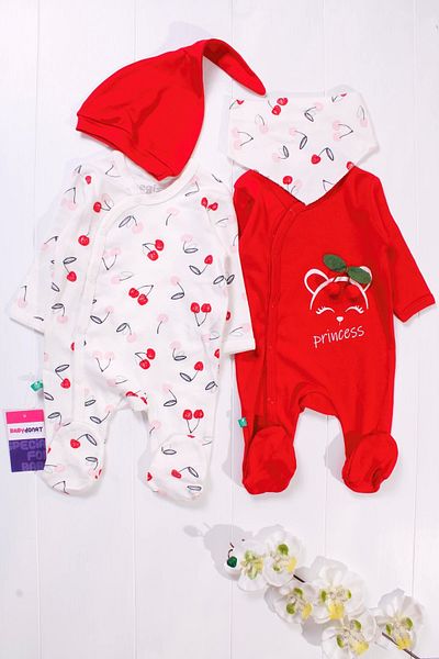 Babydonat طقم بذلة للفتيات الصغيرات مكون من 4 قطع مع إكسسوارات الكرز