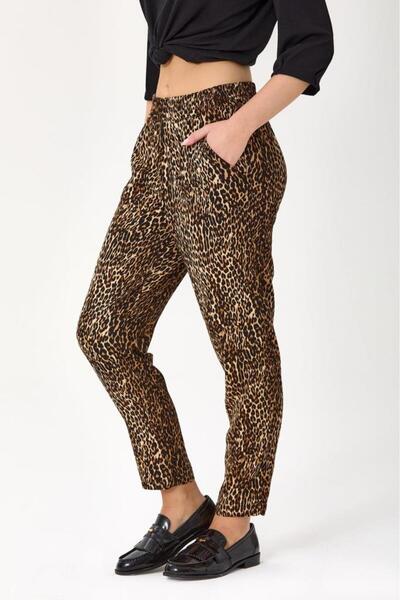 İKİLER Beli Lastikli Cepli Desenli Pantolon 245-3500