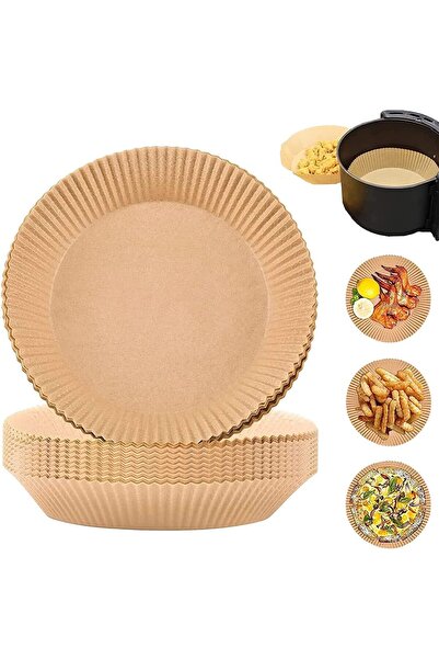 MIBRU Disposable Non-Stick Baking Parchment Liners for Air Fryer, 100 pcs, 16 cm, Brown