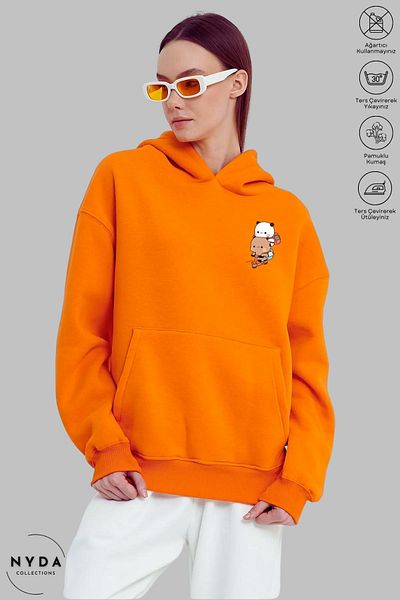 Nyda Collections Hanorac din bumbac supradimensionat unisex cu glugă cu mânecă lungă Bubu Dudu Scooter