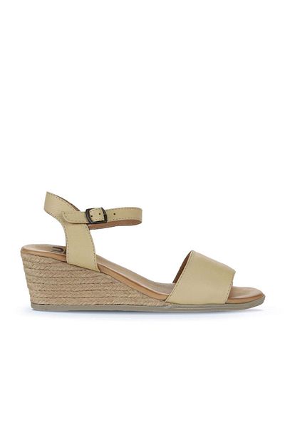 Bueno Shoes Sandale espadrille damă din piele galbenă cu toc pană - 01ws11101