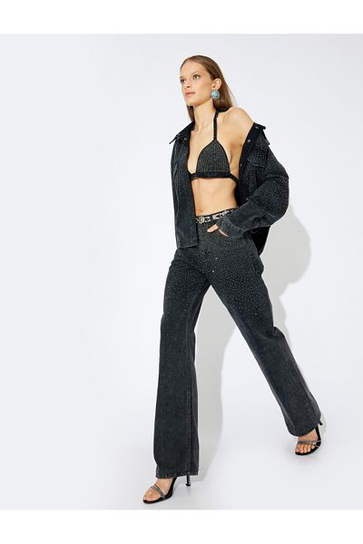 Koton Zeynep Cushion - Cotton X Stone Standard Waist Jeans - Button Detailed