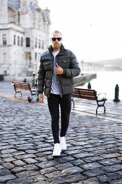 Butik Karaca COPY - Copy - Ανδρικό γιακά με παχύ φουσκωτό παλτό Silim Fit