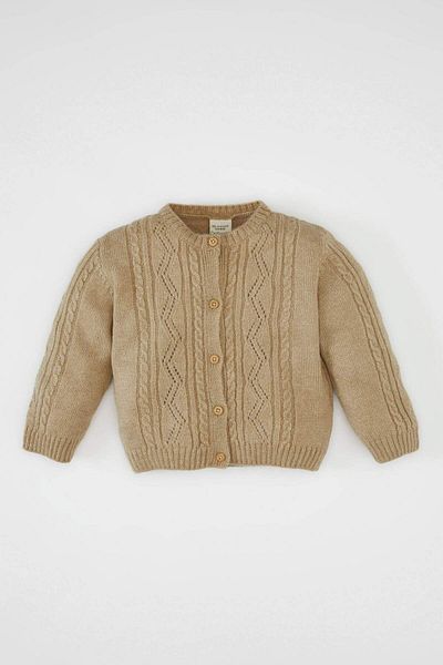 DeFacto Dfc - Baby Girl Knitwear Basic Button Closure Crew Neck Cardigan