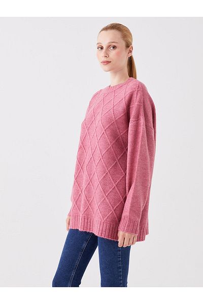 LC Waikiki LCW Crew Neck Self Print hosszú ujjú női kötöttáru tunika