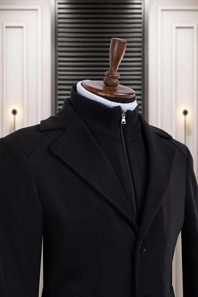 Salihtarzz Coat Men's Cashmere Black with Vest SD7824