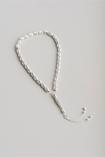 So CHIC... Embroidered Design 22 cm Silver Barley Cut Rosary