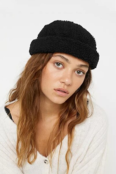 Külah Siyah Teddy Docker Şapka Suni Kürk Hipster Bere