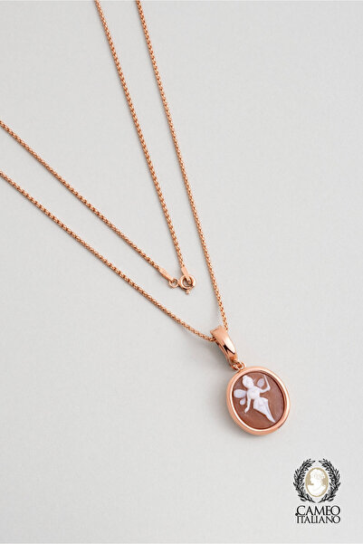 So CHIC... Cameo Italiano 18 Ayar Rose Altın Kaplama 50 Cm Gümüş Melek Kolye