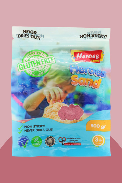 HEROES Kinetik Kum 500 gr - Eğlenceli Akışkan Eğitici Kinetik Oyun Kumu Pembe