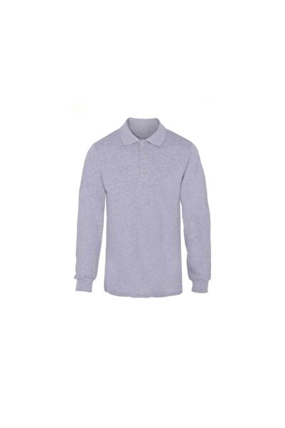 MESAY Siva majica sa dugim rukavima i polo ovratnikom